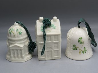 Belleek, Ireland Porcelain Bell Ornaments - Lot Of 3