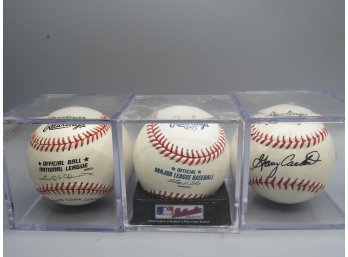 Gary Carter, Ozzie Smith, Steve The Man Messia - Autographed Baseballs - Lot Of 3