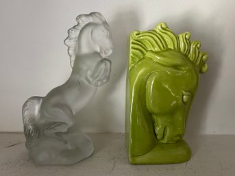 Czech Bohemian Curt Schlenvog Ingrid Art Deco Horse Statue & Royal Haeger Stallion Pocket Planter - 2 Pieces