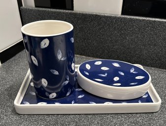 Navy Blue And White Bathroom Accessories
