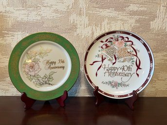 35th & 40th Wedding Anniversary Decorative Plates - 2 Piece Lot