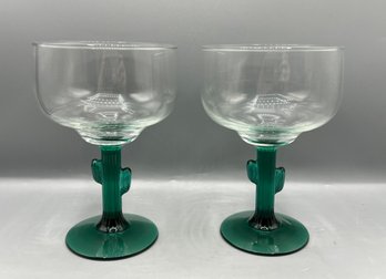 Crystal Cactus Margarita Glasses - 2 Pieces