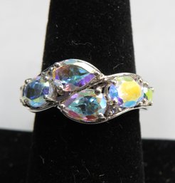 STS Sterling Silver Ring With Iridescent Stone - Size 8 - New