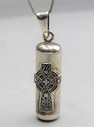 Sterling Silver Vile Cross Pendant Necklace