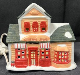 Liberty Bell Christmas Hand Painted Ceramic Lighted General Store With Box