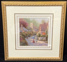 Thomas Kinkade Cobblestone Village Framed Print