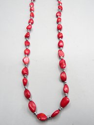 Iris & Lily  Sterling Silver Beads & Dyed Coral Necklace - New