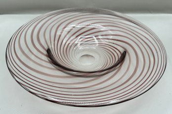 Mid Century Murano Style Spiral Swirl Blown Art Glass Bowl