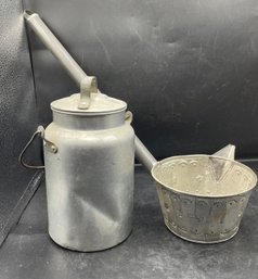 Aluminum Ladle And Vintage Pail/milk Container