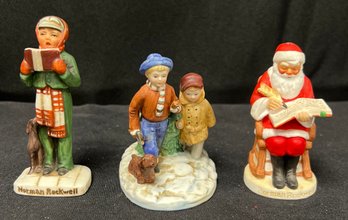 Set Of 3 Norman Rockwell Christmas Figurines