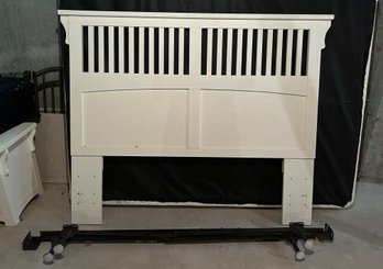 Full Size White Headboard With Metal Bed Frame
