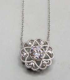 Sterling Silver Necklace With Cubic Zirconia