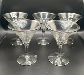 Silver Rim Cocktail Glasses- 12 Pieces