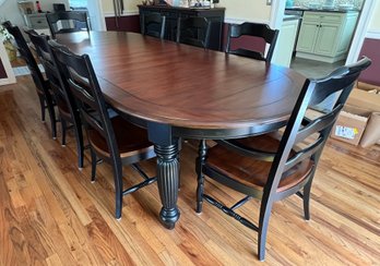 Fortunoff American Midnight Dining Room Table, 2 Leafs & 8 Chairs - 11 Pieces