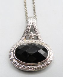 Sterling Silver Necklace, Fado Ireland With Black Onyx Pendant