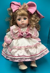 A & O 1999 Blonde Hair Porcelain Shelf Sitting Doll