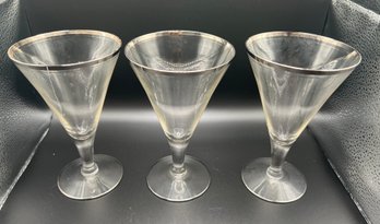 Silver Rim Cocktail Glasses- 12 Pieces