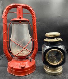 Deitz Lantern Co Vintage Kerosene Lantern & Brass And Copper Oil Lantern