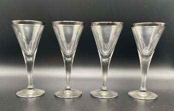 Silver Rim Shot Glasses- 11 Pieces