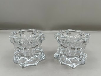 Mikasa Sparking Star Glass Candle Holders, 2 Pieces