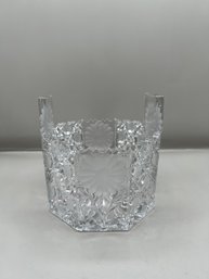 American Brilliant Cut Glass Daisy Sawtooth Octagonal Basket