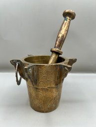 Moroccan Bronze Mortar And Pestle