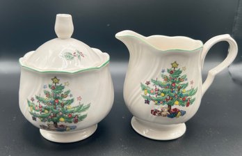 Nikko Happy Holidays Sugar Bowl & Creamer