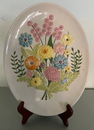 Atlantic Mold Vintage Floral Oval Hand Painted Ceramic Dish