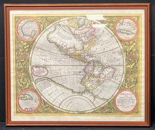 Vintage Penn Prints Map Of America 1620 Framed Poster