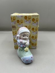 Precious Moments Baby In A Stocking Ornament In Box
