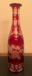 Bohemian Cranberry Crystal Decanter