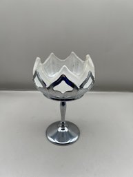 Farber Bros Chrome Frosted Lotus Flower Compote Dish