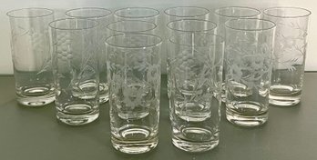 Etched Crystal Drinking Glasses - 12 Pieces