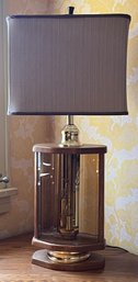 Etched Glass Panels & Wood Table Lamp 35' H