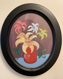 Lou Nardello Oval Floral Framed Painting