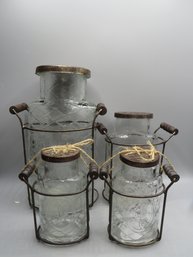 Glass Canisters With Holders/the Christmas Tree Shop - Set Of 4 Varying Sizes