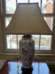 Pink/Red Chinoiserie Porcelain Ceramic Lamp