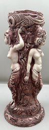 Three Hindi Goddesses Hand Carved Resin Vase