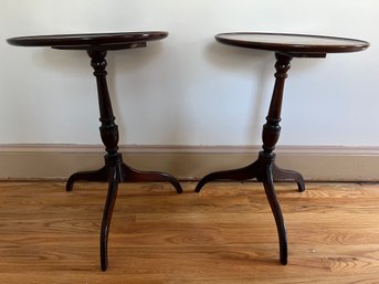 Solid Wood Round Top Side Tables - 2 Pieces