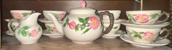 Franciscan Desert Rose Flat Cup And Saucer Set With Tea Pot And Cream