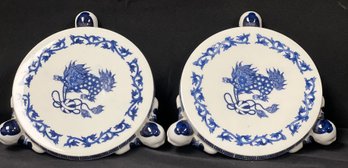 Takahashi San Francisco Hand Painted Porcelain Stands, 2 Piece Lot