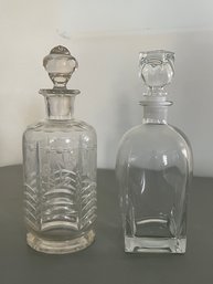 Crystal Cut Decanter And Luigi Bormioli Rossini Decanter  - 2 Piece Lot