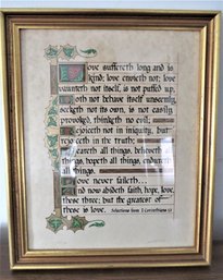 Selections From I Corinthians 13, Jonathan Blocker Signed & Numbered #474/480, Framed