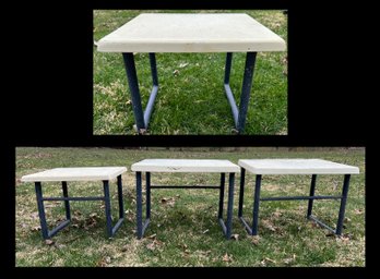 Modern Fiberglass Top Patio Tables - 4 Pieces