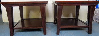 Pottery Barn Solid Wood End Tables, Pair