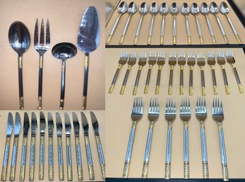 Golden Collection By Oxford Hall Japan Flatware Set 43 Piece Lot