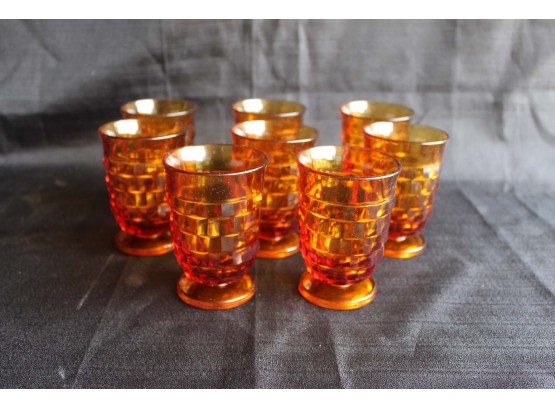Set Of 8 Amber Drinking Glasses