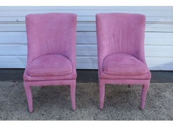 Pair Of Pink Swivel Accent Chairs 1