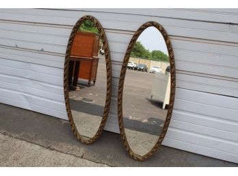 Pair Of Oval Mirrors 47 X 17
