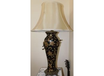 Antique Porcelain Ormolu Trophy Style Vase Table Lamp (b059P)